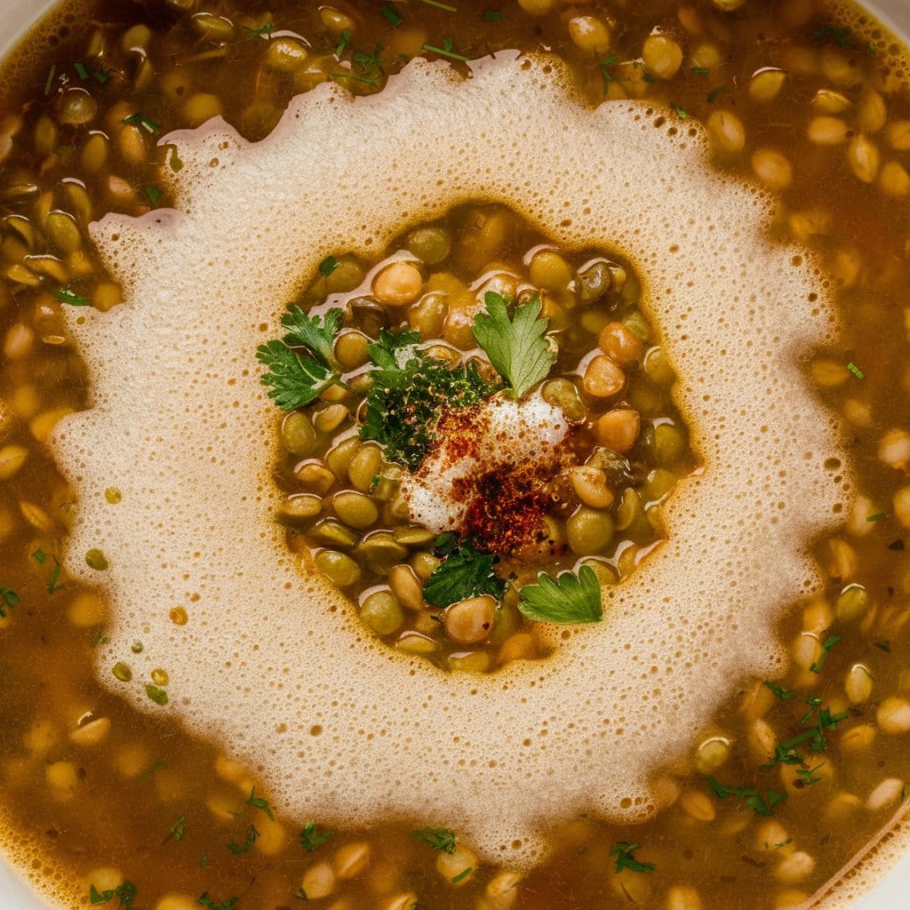 foam on top of lentil soup