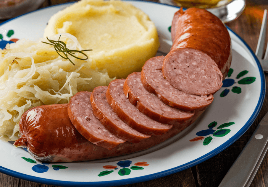 What do Polish people eat kielbasa with