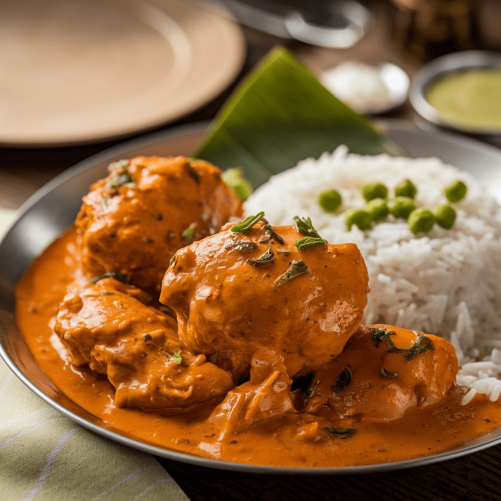 What is butter chicken traditionally eaten with