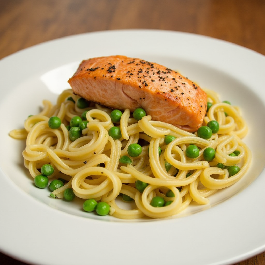 “Pasta with Salmon and Peas”